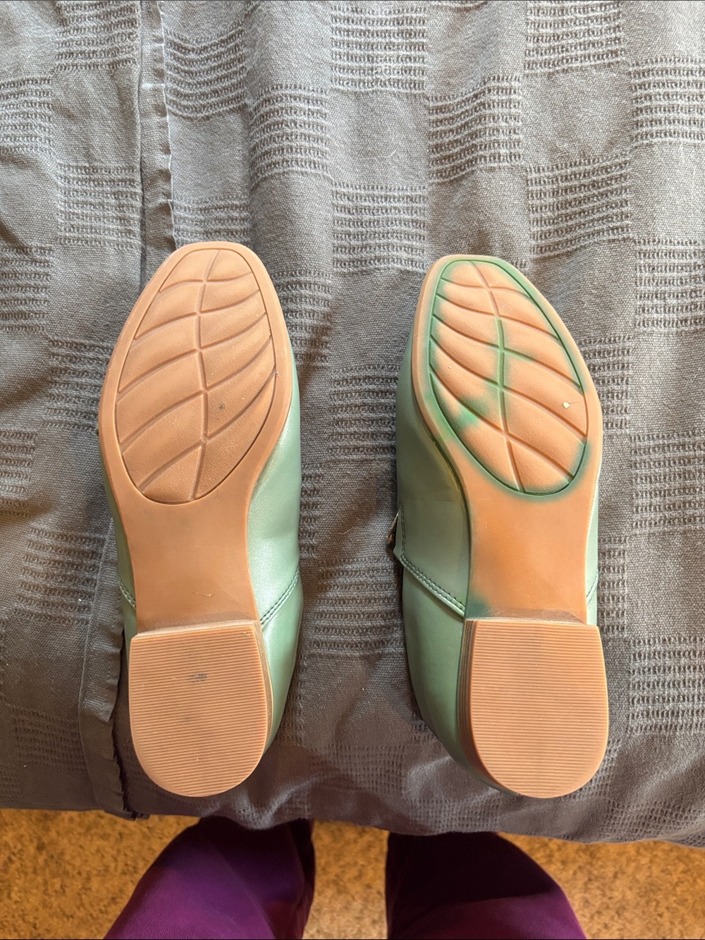 Women’s Mint Green Slip-On Flats with Low Block Heel